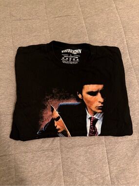 American Psycho Black Graphic Men's Cotton Tee with Portrait Print